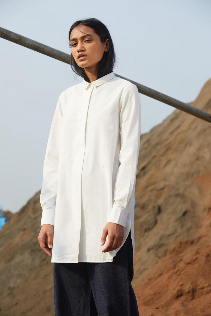 Harrison Shirt cotton by The Summer House in white color for women in Singapore