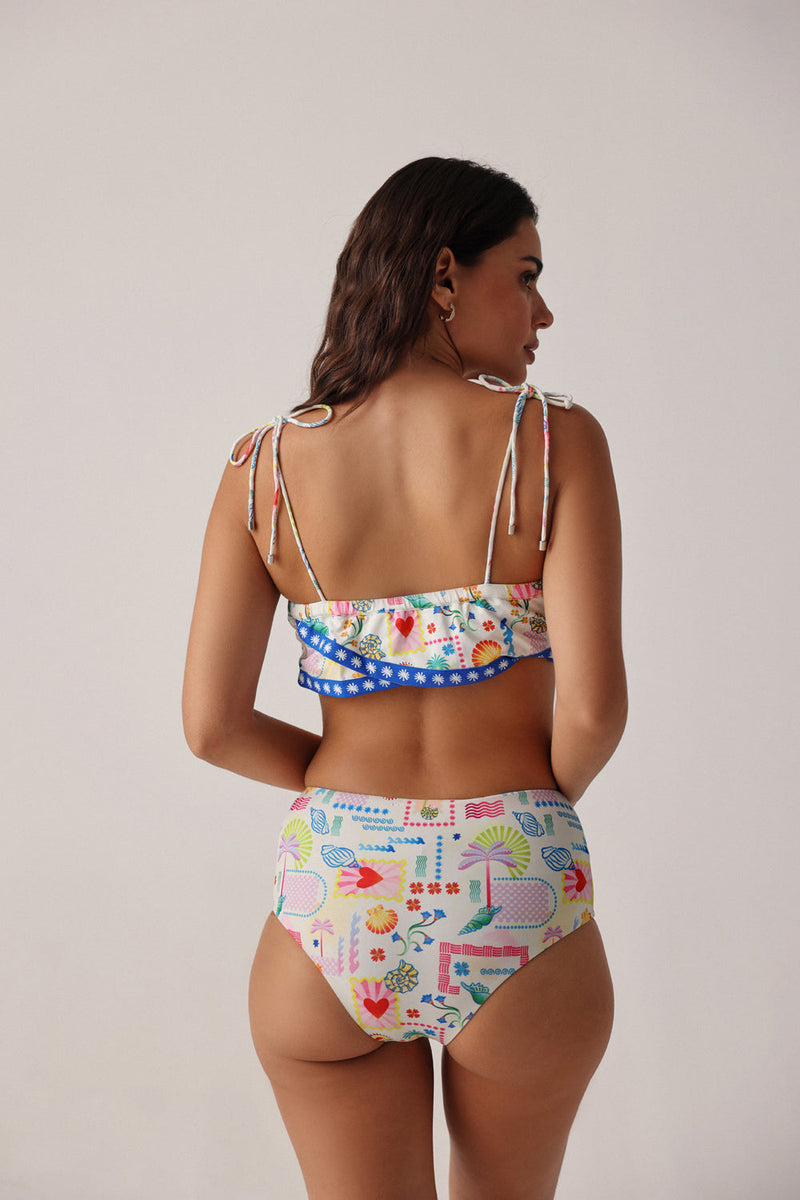 Hazel Bikini Set-Seascape poly spandex resort wear by NOIB in multi-color for women in Singapore