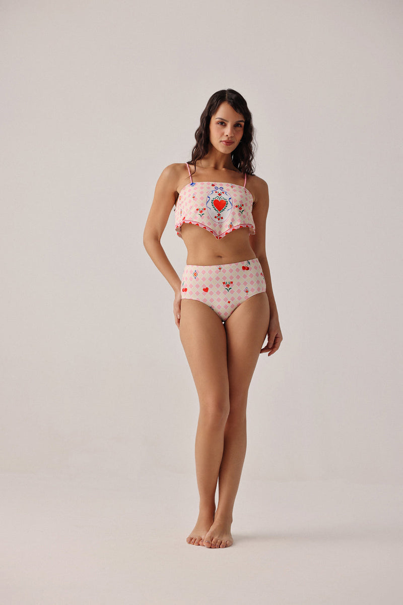 Hazel Bikini Set-Tarot poly spandex resort wear by NOIB in pink for women in Singapore