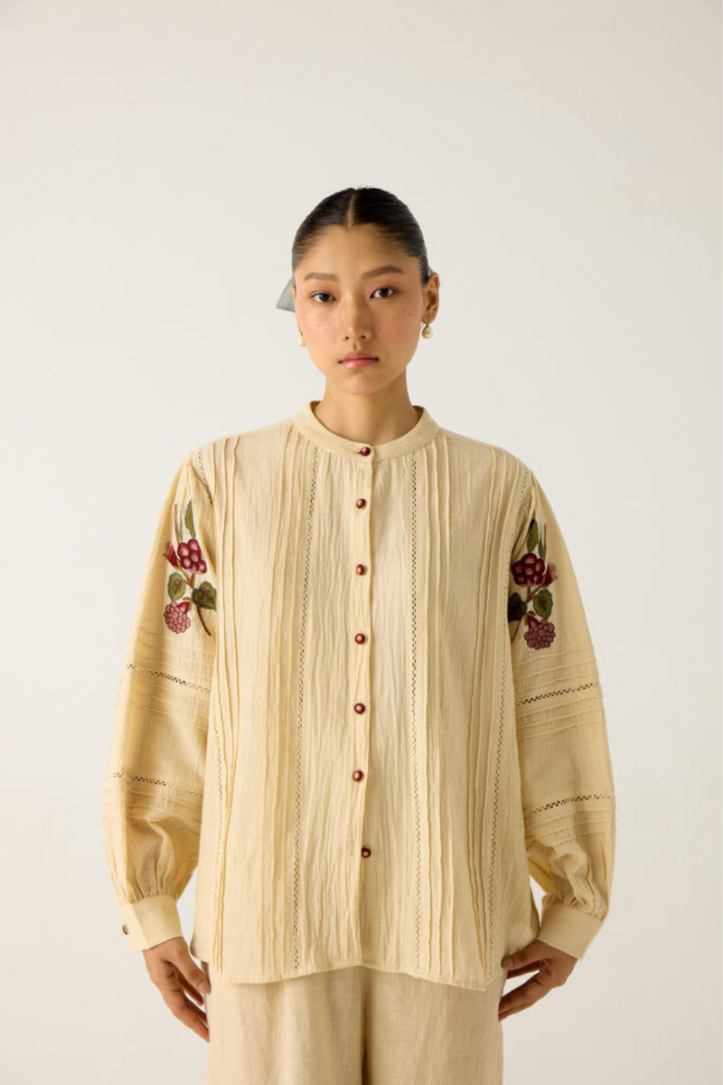 HAZEL TOP-IVORY EMBROIDERY cotton by CORD in multi for women in Singapore