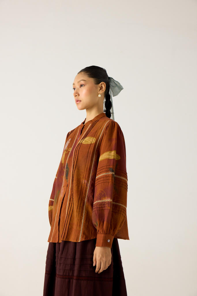 HAZEL TOP-FOLIAGE cotton by CORD in multi for women in Singapore