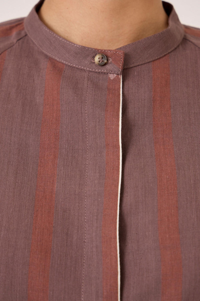 Heen Handwoven Brown Striped Top cotton by The Summer House in brown color for women in Singapore