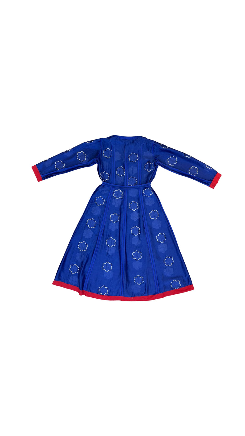 Heer Flower Tunic-White and Blue kala cotton tunics/kaftan by Ka-Sha in blue for women in Singapore