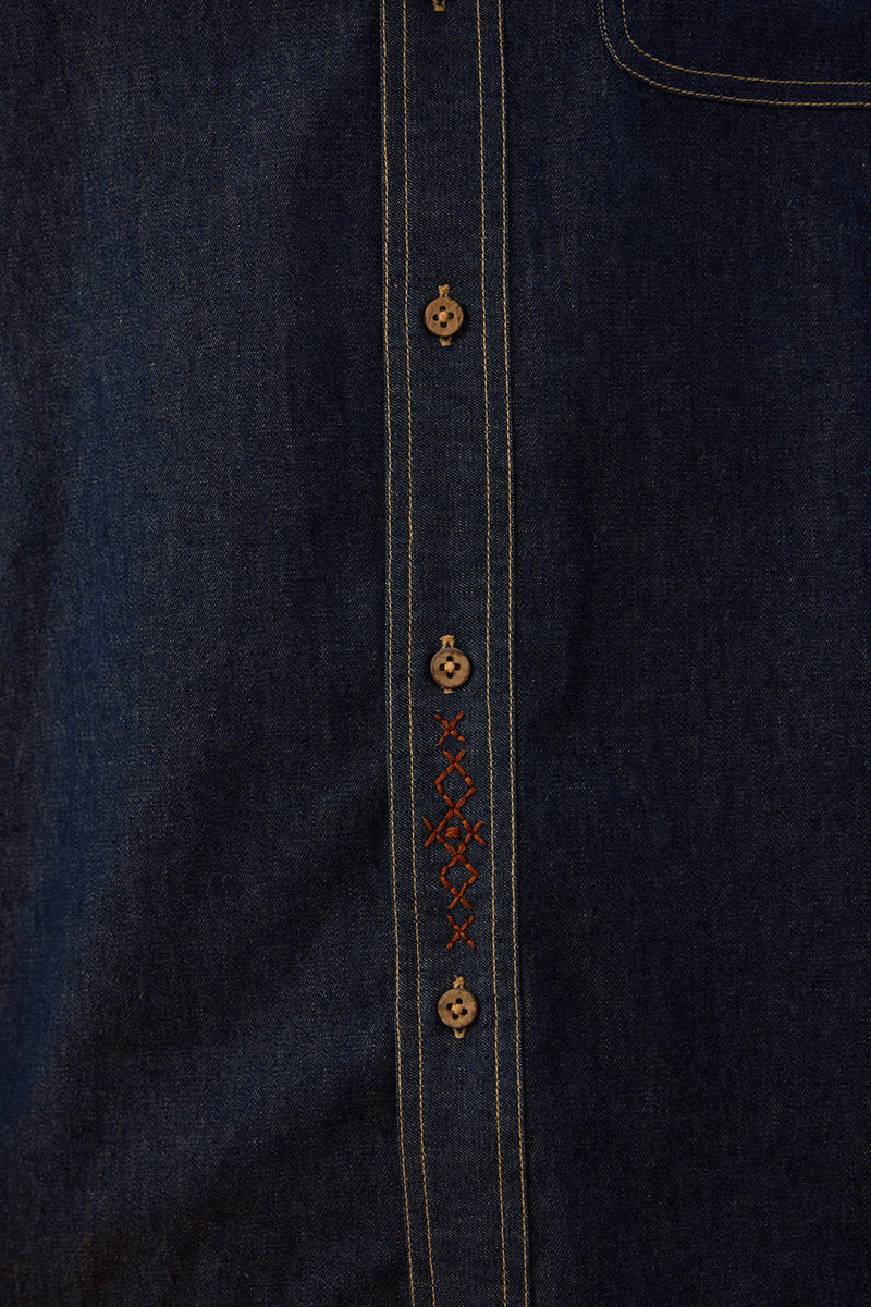 Heirloom Sustainable Men's Denim Shirt denim top/shirt by SUI in blue for women in Singapore