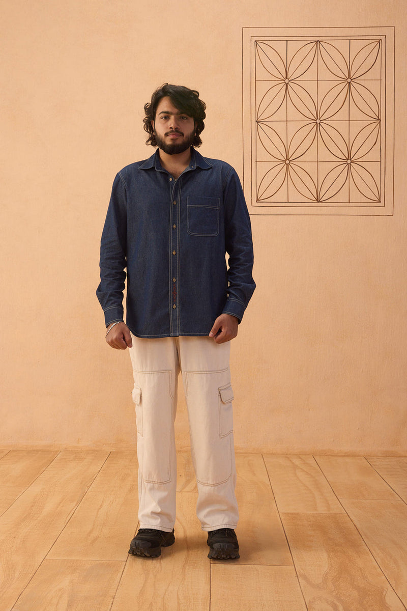 Heirloom Sustainable Men's Denim Shirt denim top/shirt by SUI in blue for women in Singapore