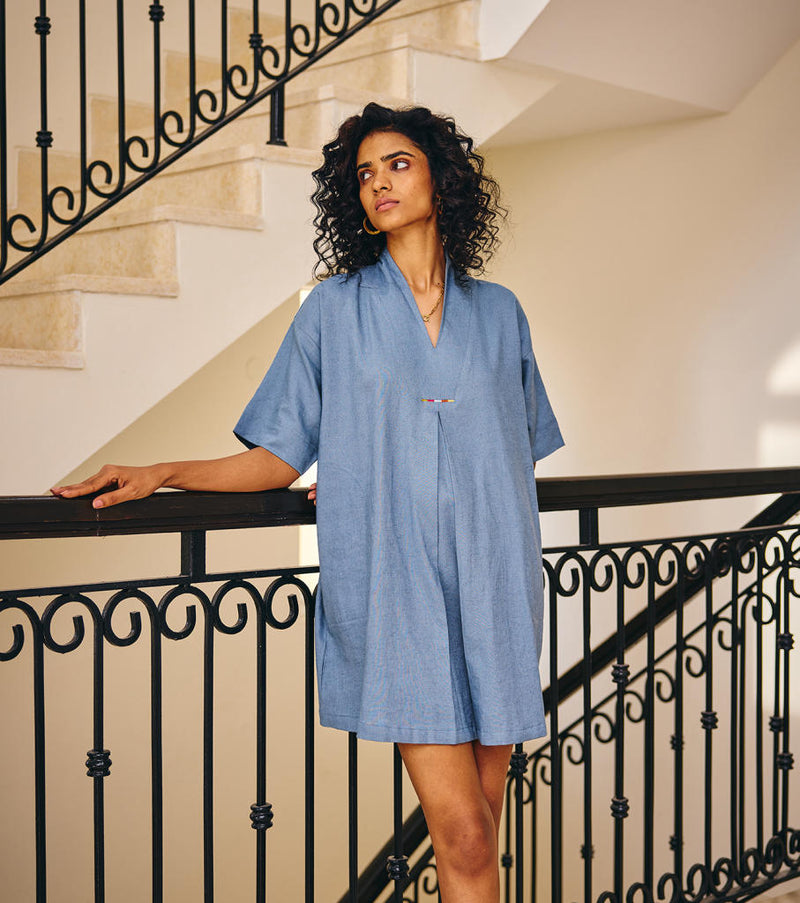 Hidden Gems linen by Khara Kapas in blue for women in Singapore