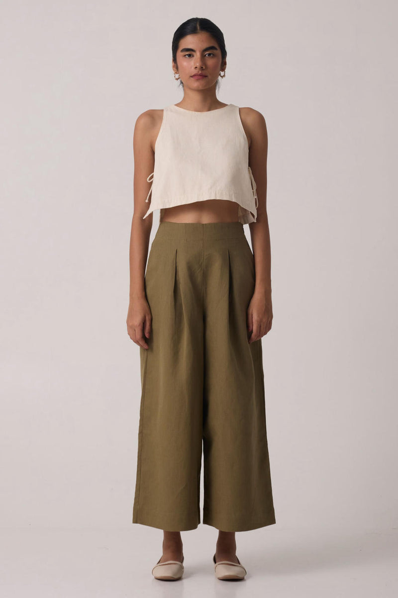 Hieke Olive Pants cotton by The Summer House for women in Singapore