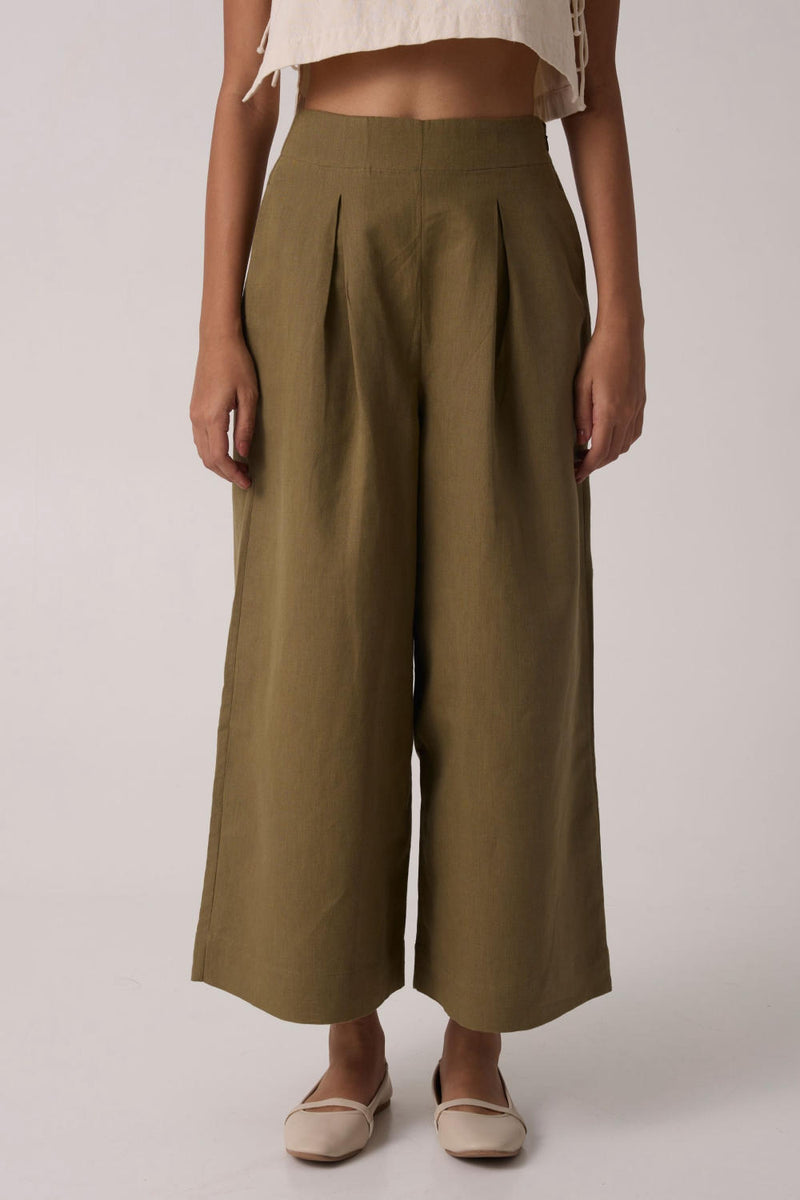 Hieke Olive Pants cotton by The Summer House for women in Singapore