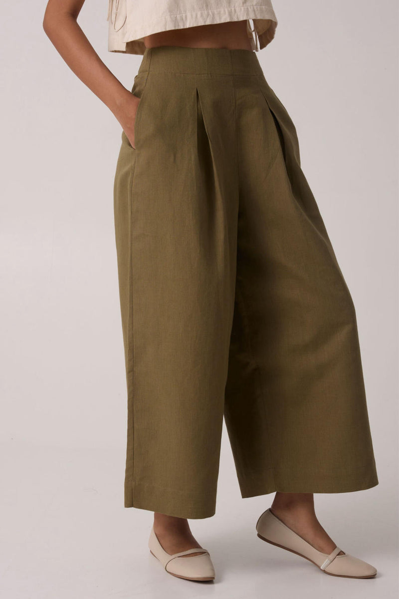Hieke Olive Pants cotton by The Summer House for women in Singapore