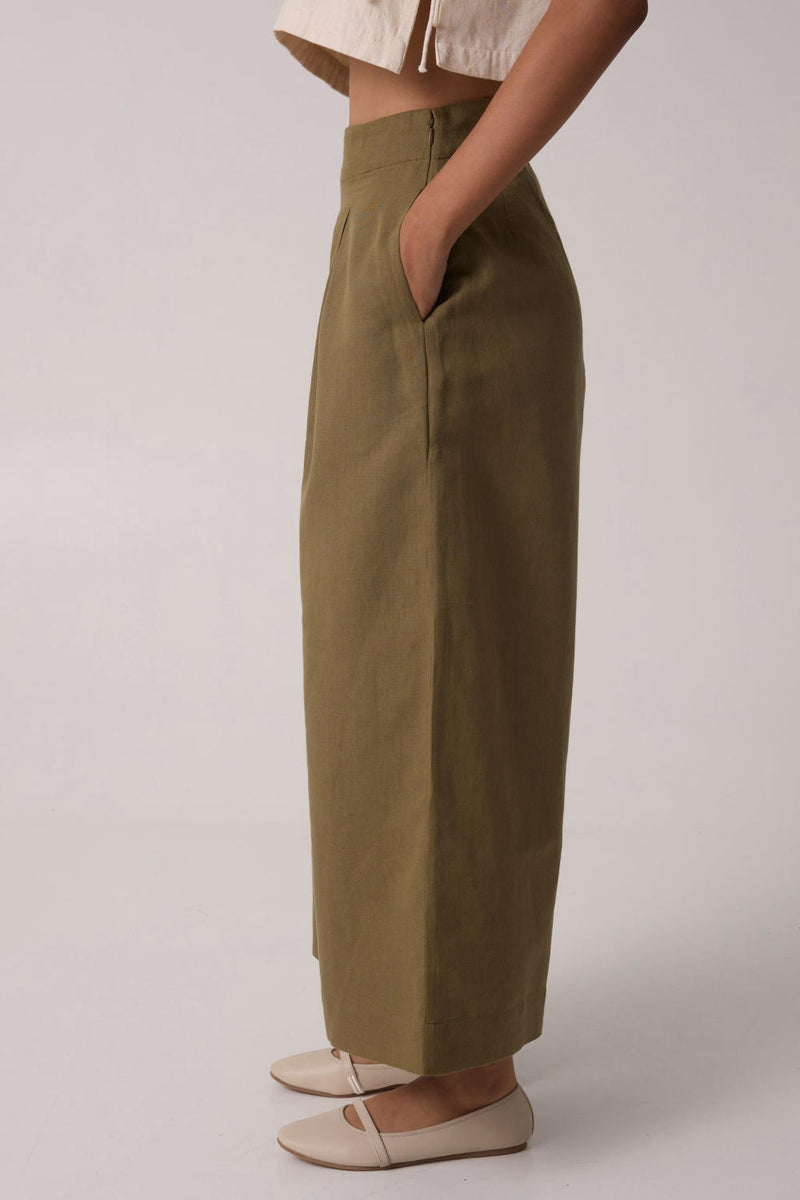 Hieke Olive Pants cotton by The Summer House for women in Singapore