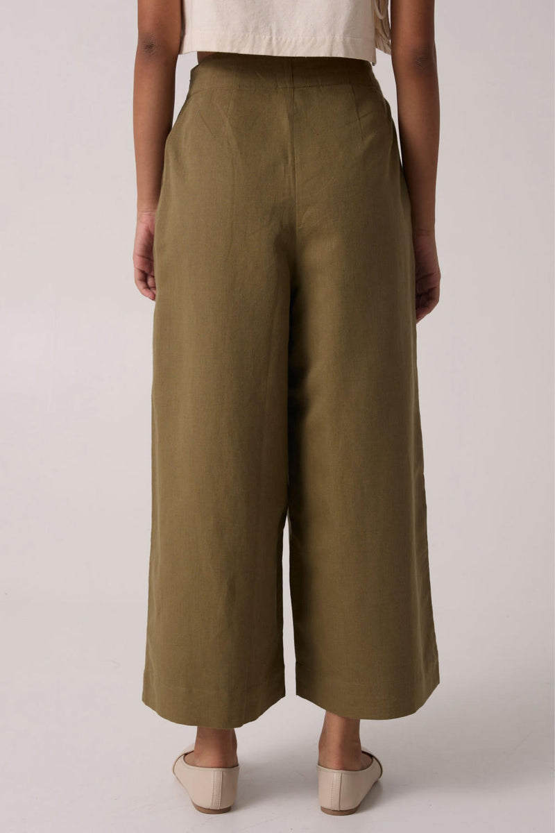 Hieke Olive Pants cotton by The Summer House for women in Singapore