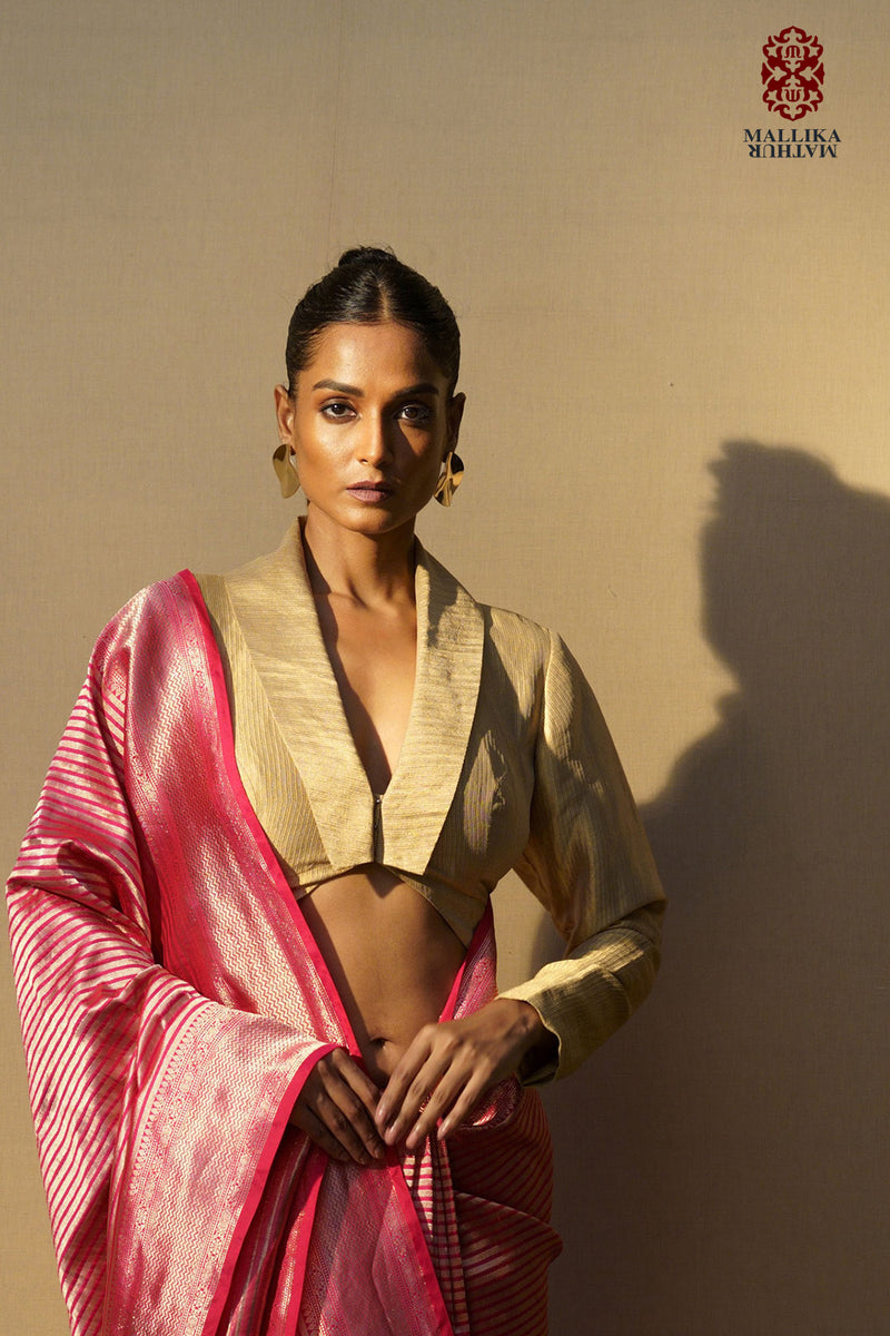 Himari gold tissue top tissue Buy Himari gold tissue top from C&W | for Women by Mallika Mathur in gold color for women in Singapore