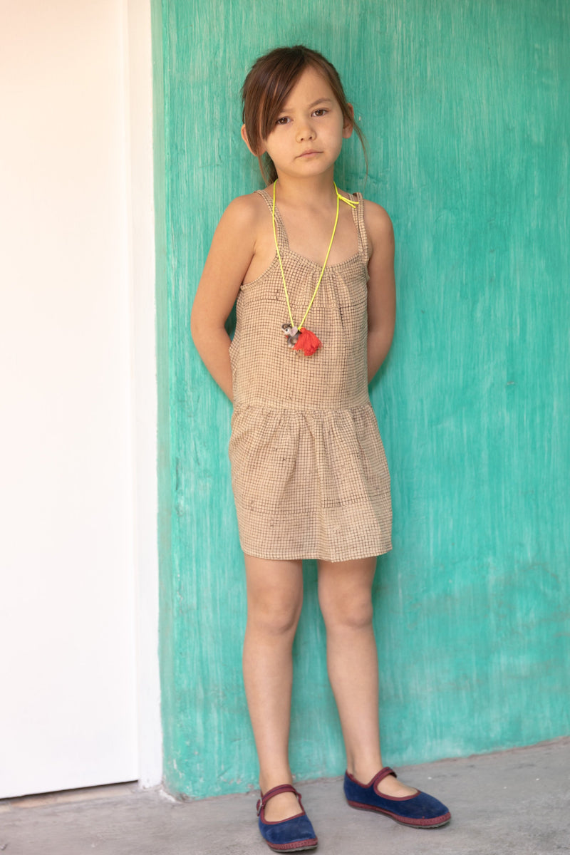 Honey Check Dress-Black & Tan