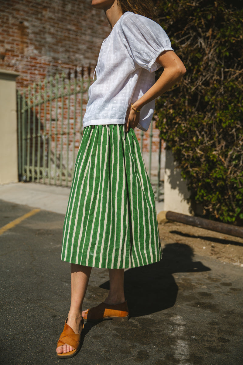 The Joy Skirt — Green cotton by World of Crow in green color for women in Singapore