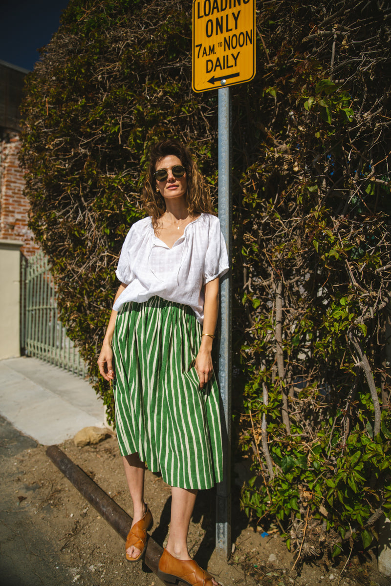 The Joy Skirt — Green cotton by World of Crow in green color for women in Singapore