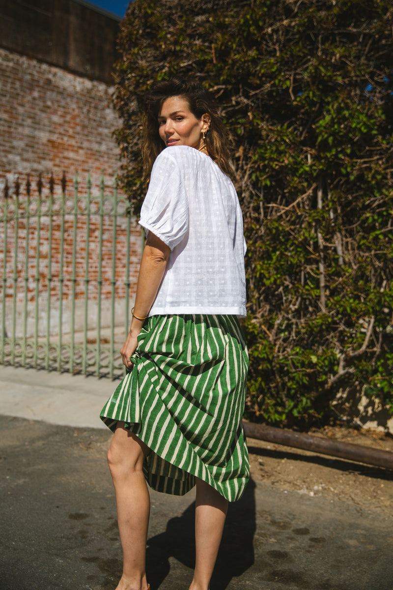The Joy Skirt — Green cotton by World of Crow in green color for women in Singapore