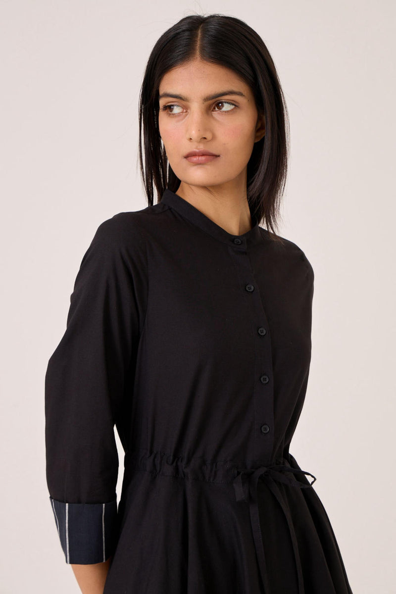 Hulas Black Handwoven Layered Dress cotton by The Summer House in black color for women in Singapore