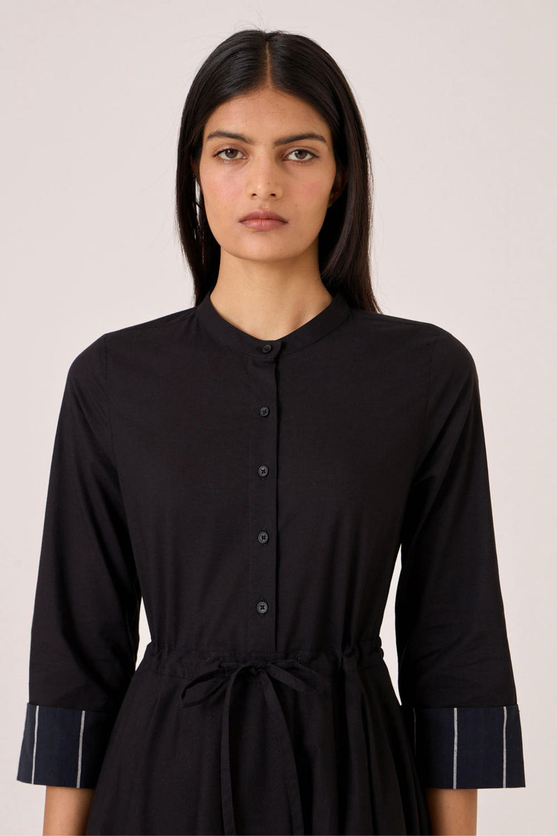 Hulas Black Handwoven Layered Dress cotton by The Summer House in black color for women in Singapore