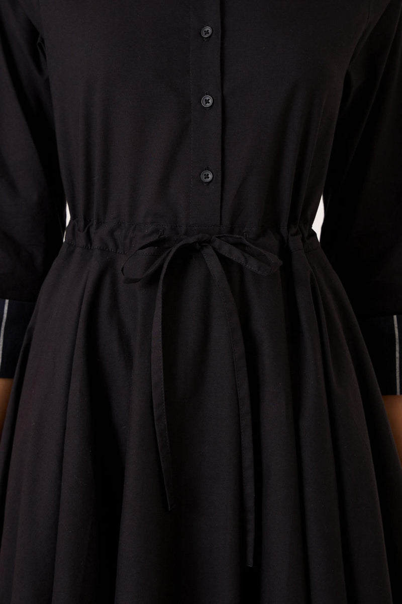 Hulas Black Handwoven Layered Dress cotton by The Summer House in black color for women in Singapore