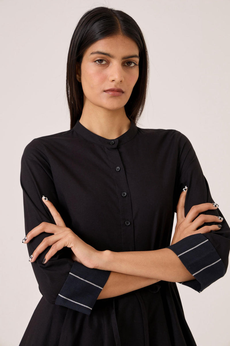 Hulas Black Handwoven Layered Dress cotton by The Summer House in black color for women in Singapore