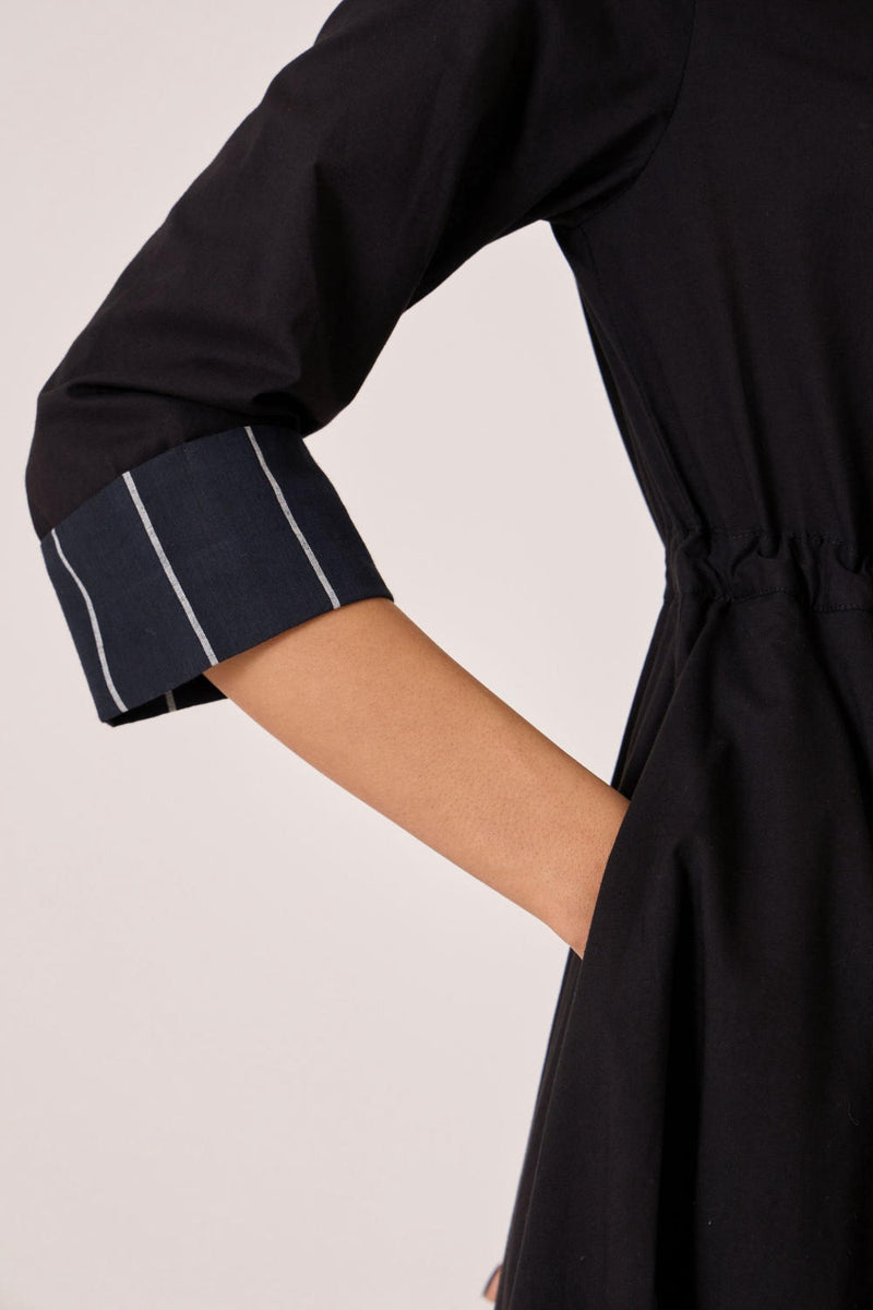 Hulas Black Handwoven Layered Dress cotton by The Summer House in black color for women in Singapore