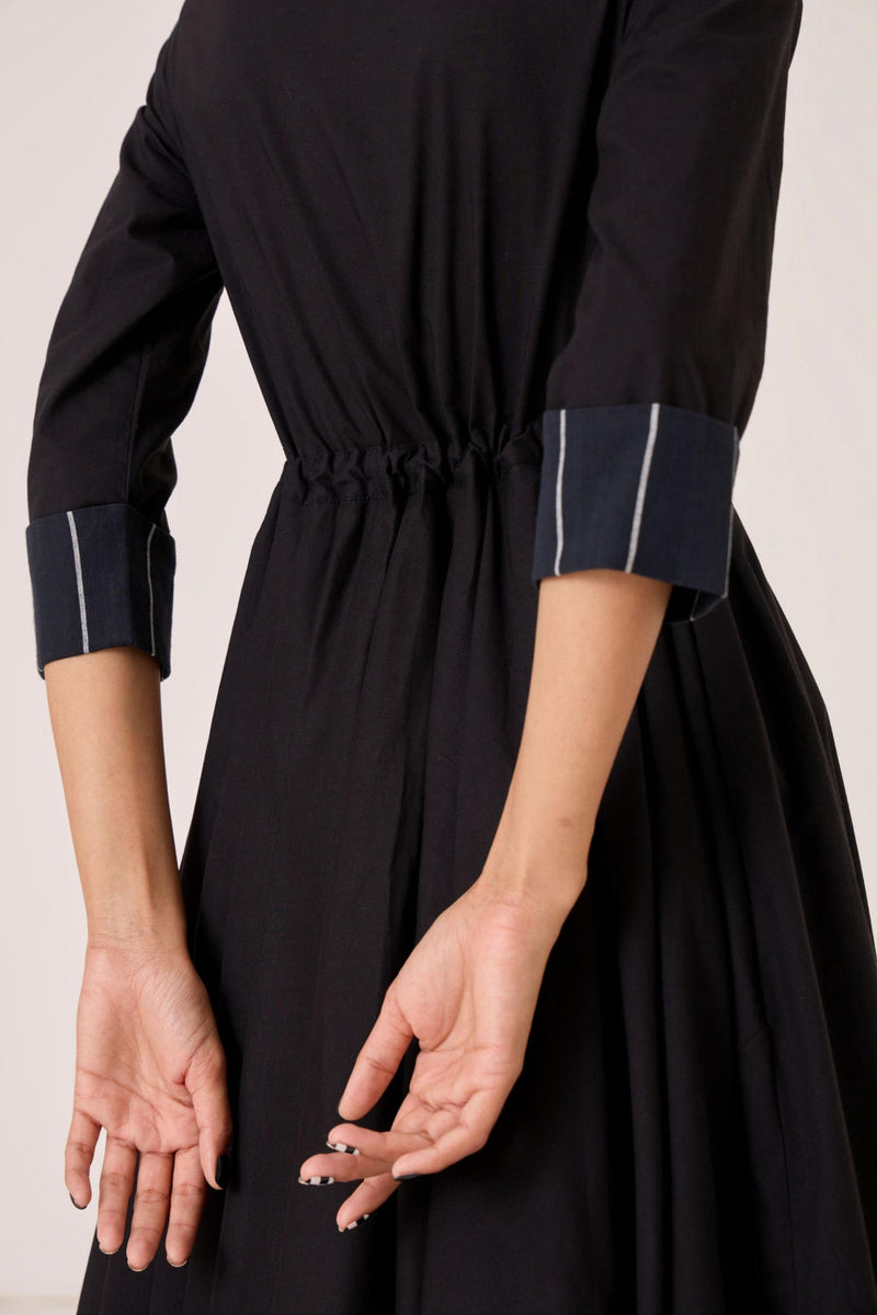 Hulas Black Handwoven Layered Dress cotton by The Summer House in black color for women in Singapore