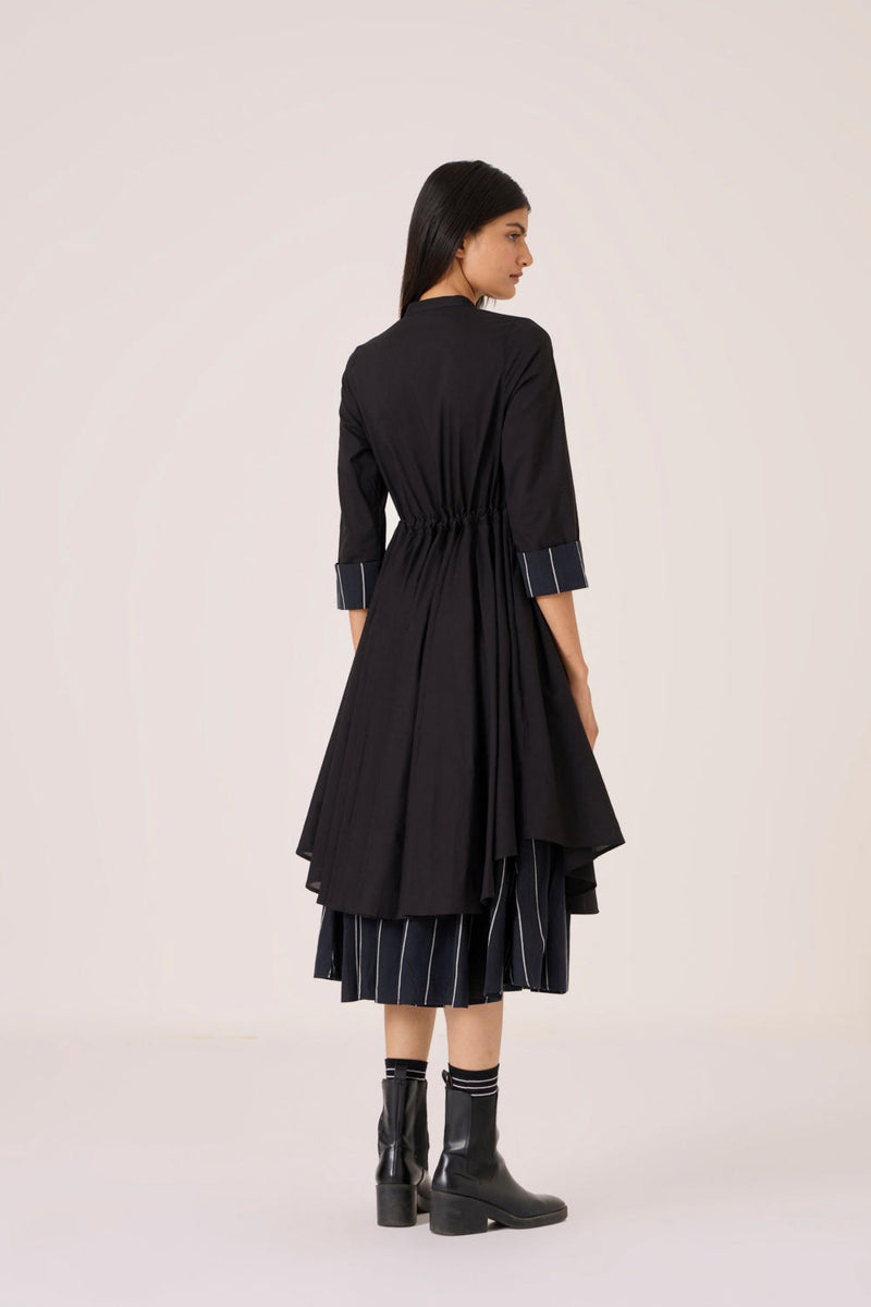 Hulas Black Handwoven Layered Dress cotton by The Summer House in black color for women in Singapore