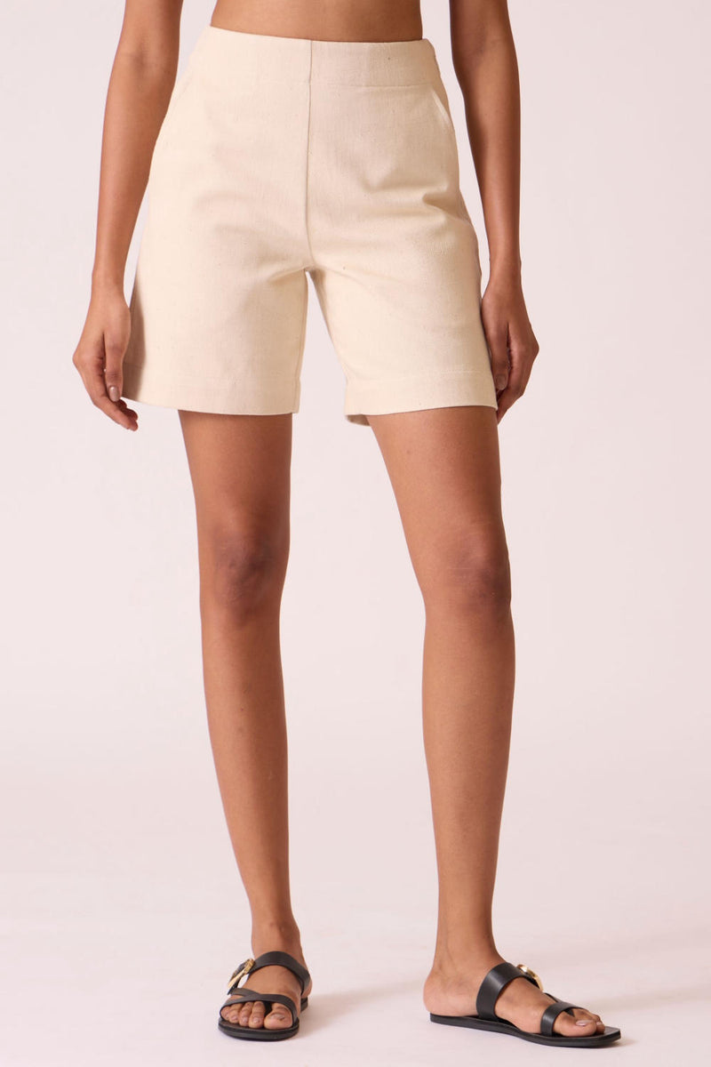 Huruka Handwoven Denim Shorts cotton by The Summer House for women in Singapore