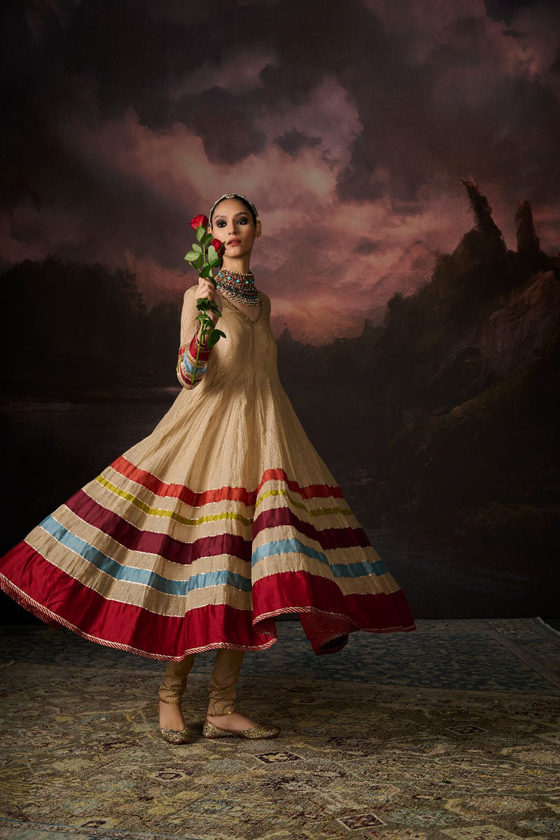 IFFAT CHURIDAR cotton by SWATTI KAPOOR in gold color for women in Singapore
