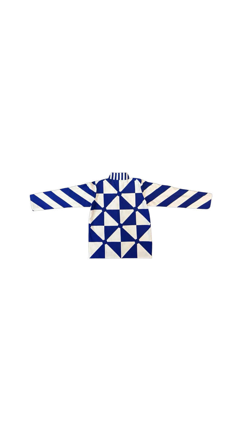 Kite Simp Shirt-White and Blue cotton top/shirt by Ka-Sha in blue for women in Singapore