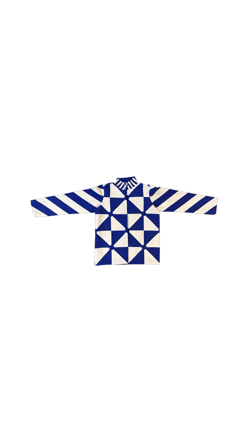 Kite Simp Shirt-White and Blue cotton top/shirt by Ka-Sha in blue for women in Singapore