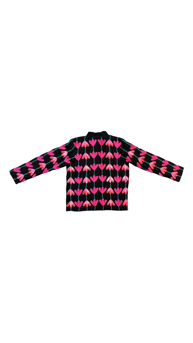 Kamal Shirt-Black and Multicolour chanderi top/shirt by Ka-Sha in multicolor for women in Singapore