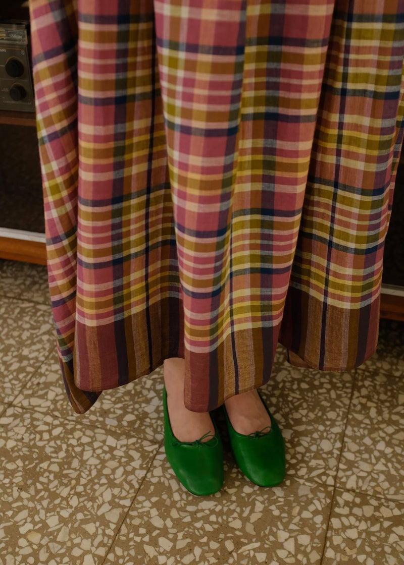 Kyra-Chatai Checks Dress handwoven cotton dress by MASON AND MILL in multi-color for women in Singapore