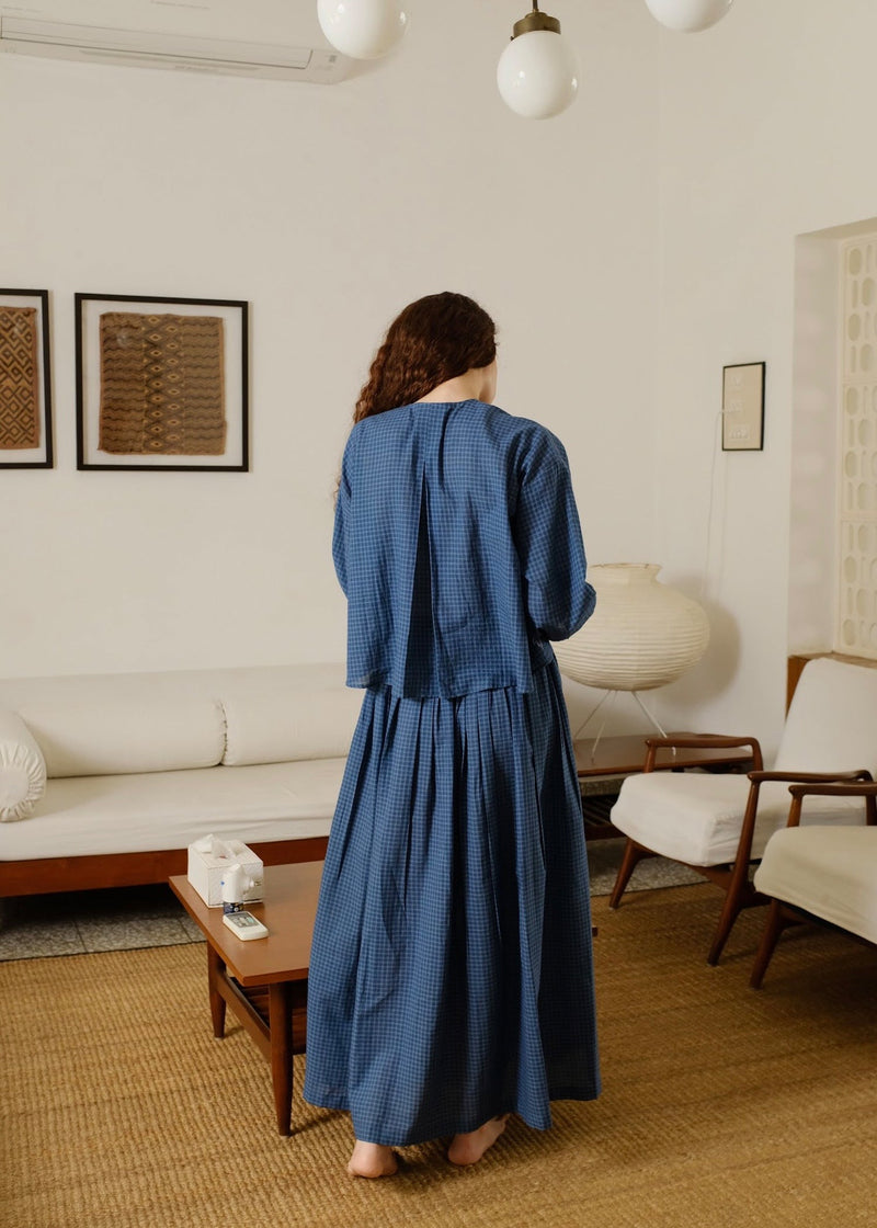 Thea Top handwoven cotton top/shirt by MASON AND MILL in navy blue for women in Singapore