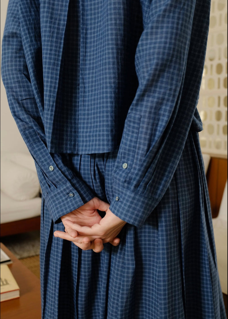 Thea Top handwoven cotton top/shirt by MASON AND MILL in navy blue for women in Singapore