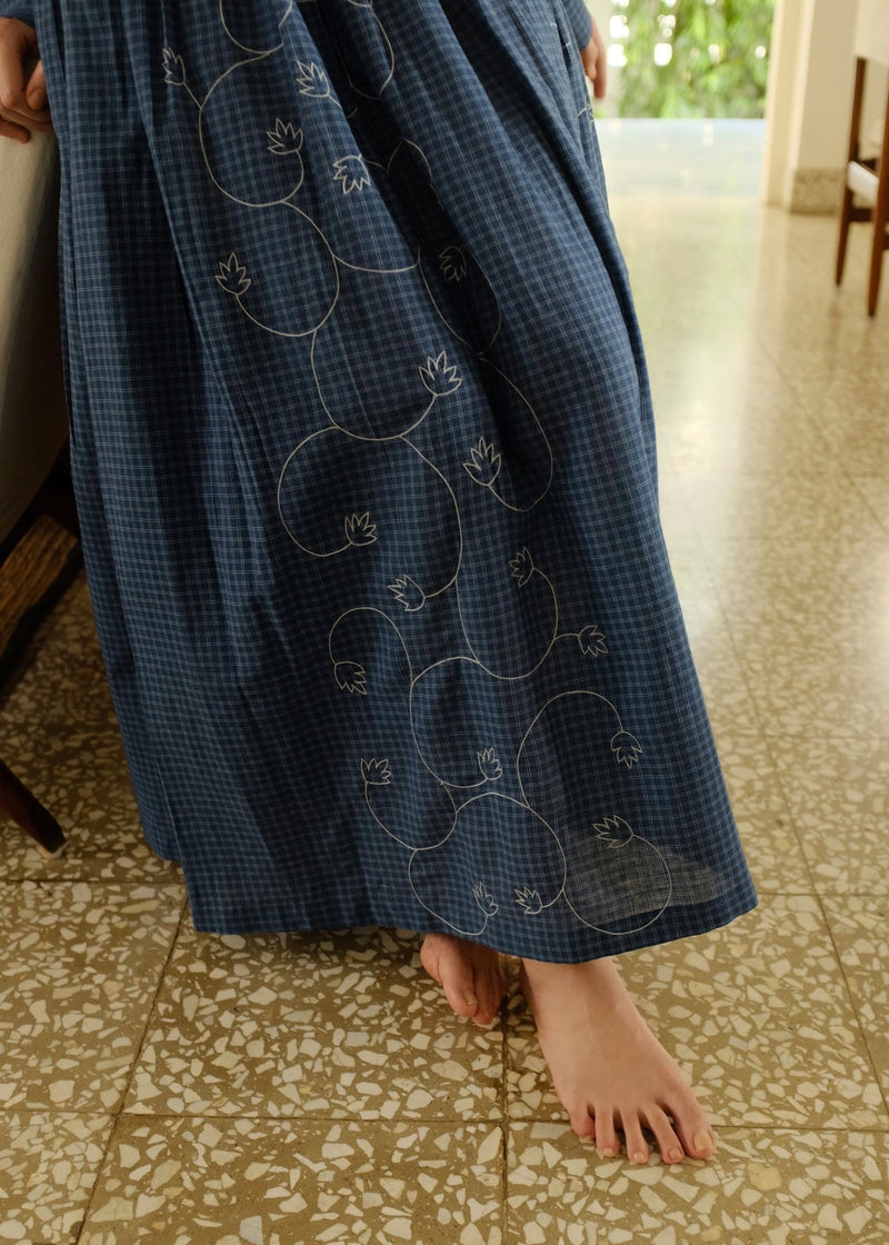 Jude Skirt handwoven cotton skirt by MASON AND MILL in navy blue for women in Singapore