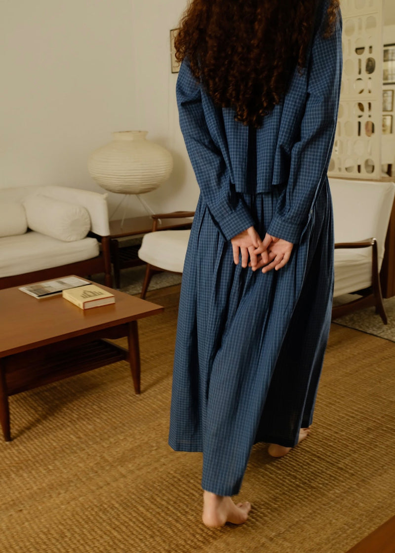 Jude Skirt handwoven cotton skirt by MASON AND MILL in navy blue for women in Singapore