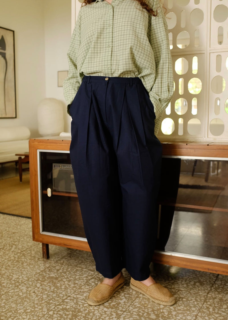 Cole Pant cotton pant/trouser by MASON AND MILL in navy blue for women in Singapore