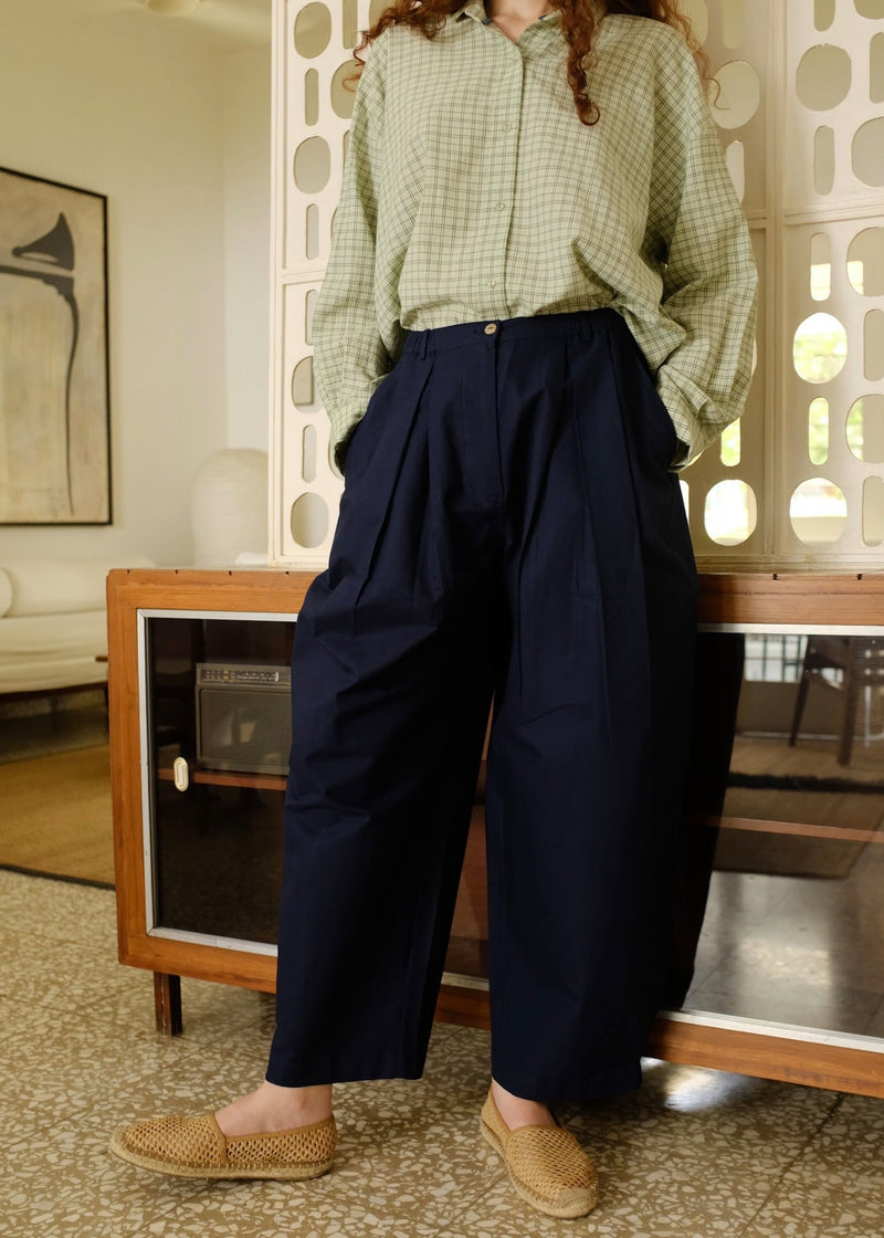 Cole Pant cotton pant/trouser by MASON AND MILL in navy blue for women in Singapore