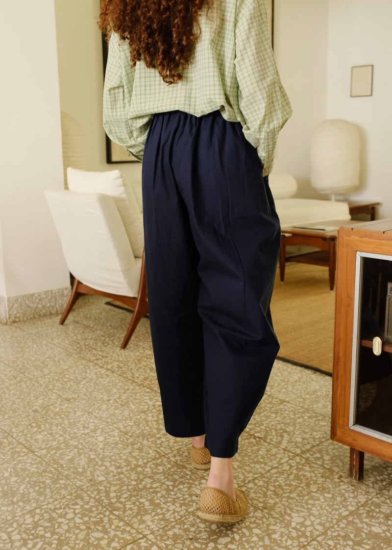 Cole Pant cotton pant/trouser by MASON AND MILL in navy blue for women in Singapore