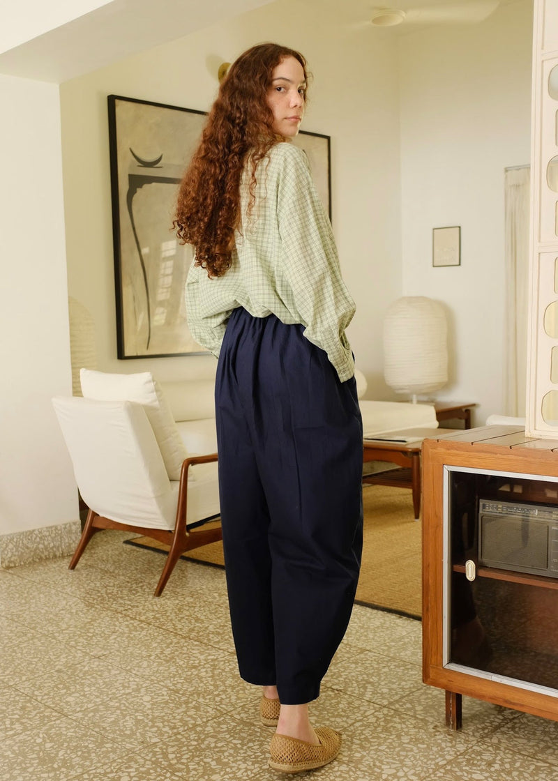 Cole Pant cotton pant/trouser by MASON AND MILL in navy blue for women in Singapore