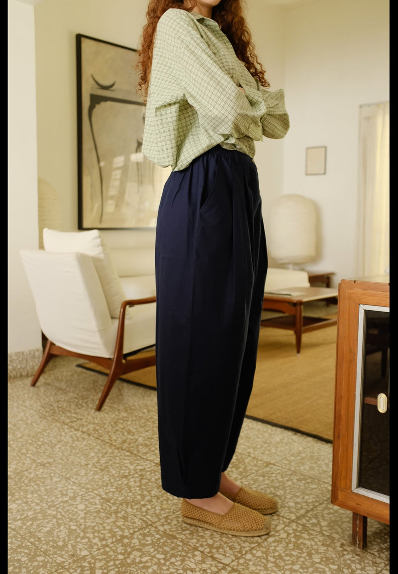 Cole Pant cotton pant/trouser by MASON AND MILL in navy blue for women in Singapore