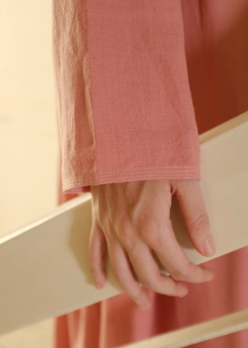 Camille-Peony Dress handwoven cotton dress by MASON AND MILL in pink for women in Singapore