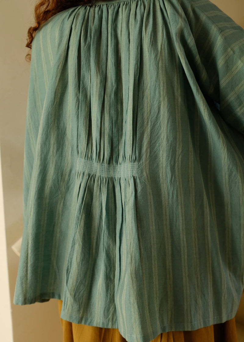 Maria Top cotton silk top/shirt by MASON AND MILL in sea green for women in Singapore