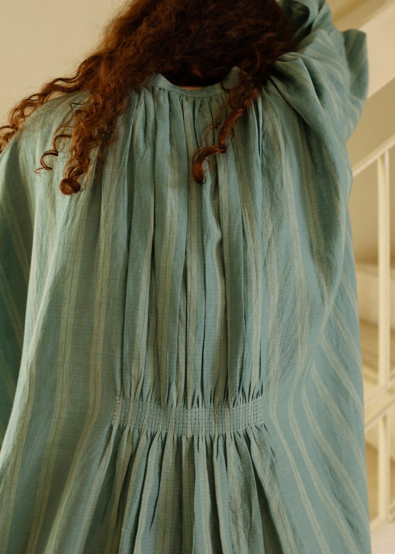 Maria Top cotton silk top/shirt by MASON AND MILL in sea green for women in Singapore