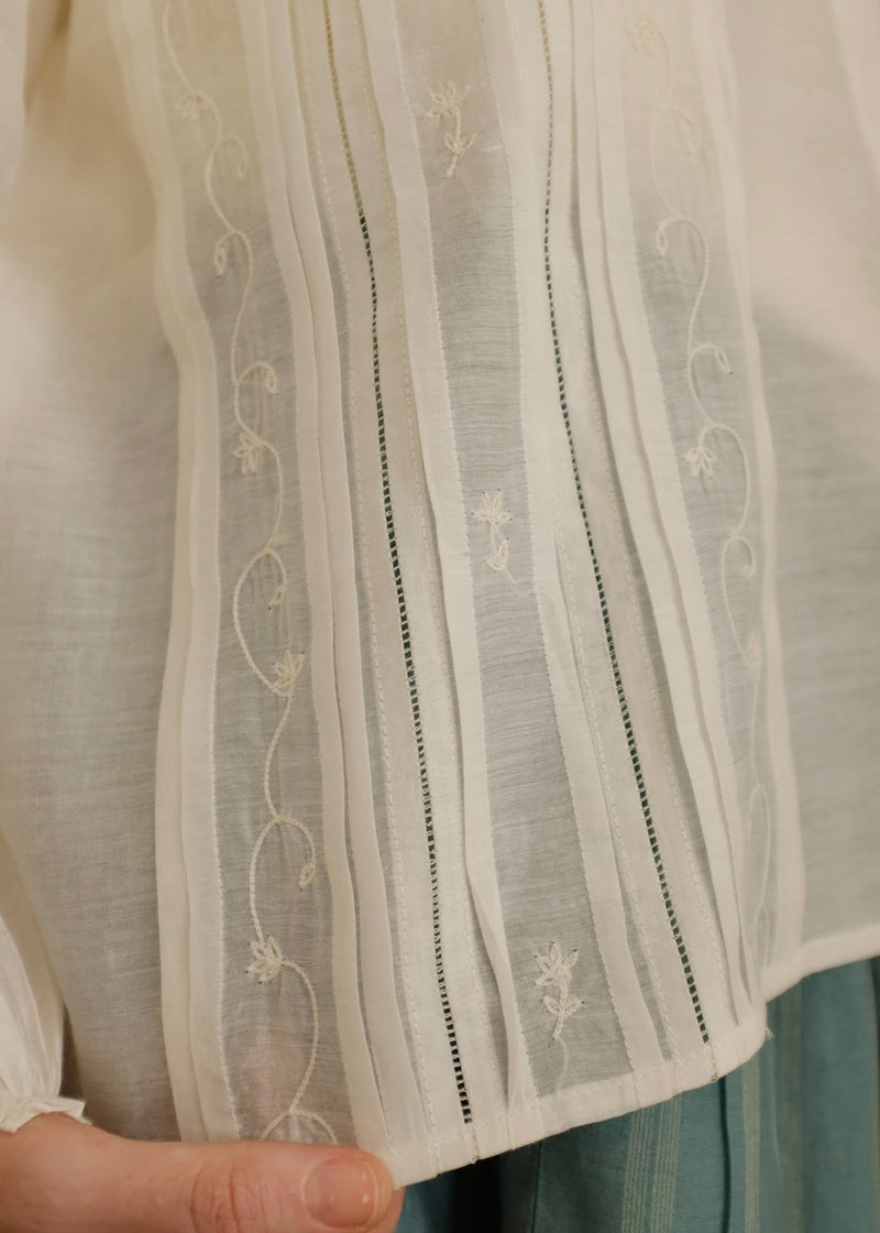 Sora Top cotton silk top/shirt by MASON AND MILL in off-white for women in Singapore