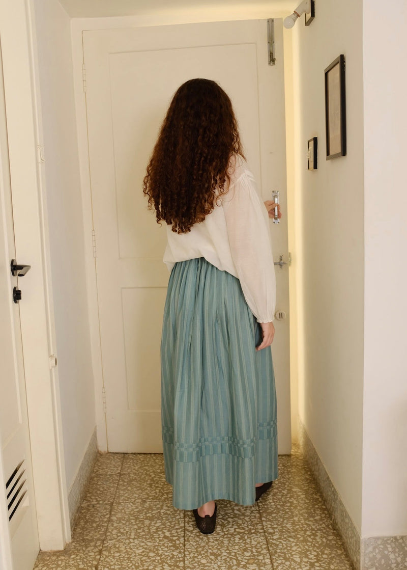 Wren Skirt cotton silk skirt by MASON AND MILL in sea green for women in Singapore