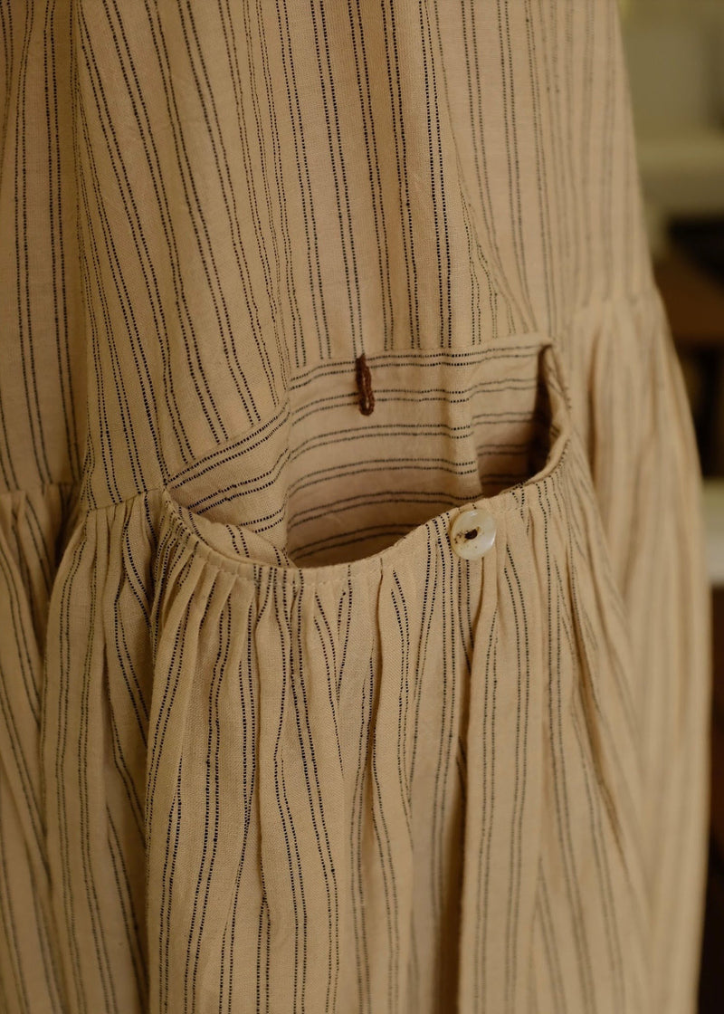 Blake-Sand Dress handwoven cotton dress by MASON AND MILL in beige for women in Singapore