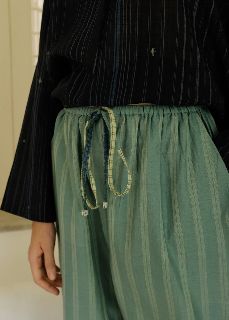 Joey-Sea Green Pant cotton silk pant/trouser by MASON AND MILL in sea green for women in Singapore