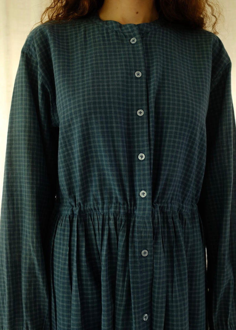 Cynthia-Washed Navy Dress handwoven cotton dress by MASON AND MILL in navy blue for women in Singapore